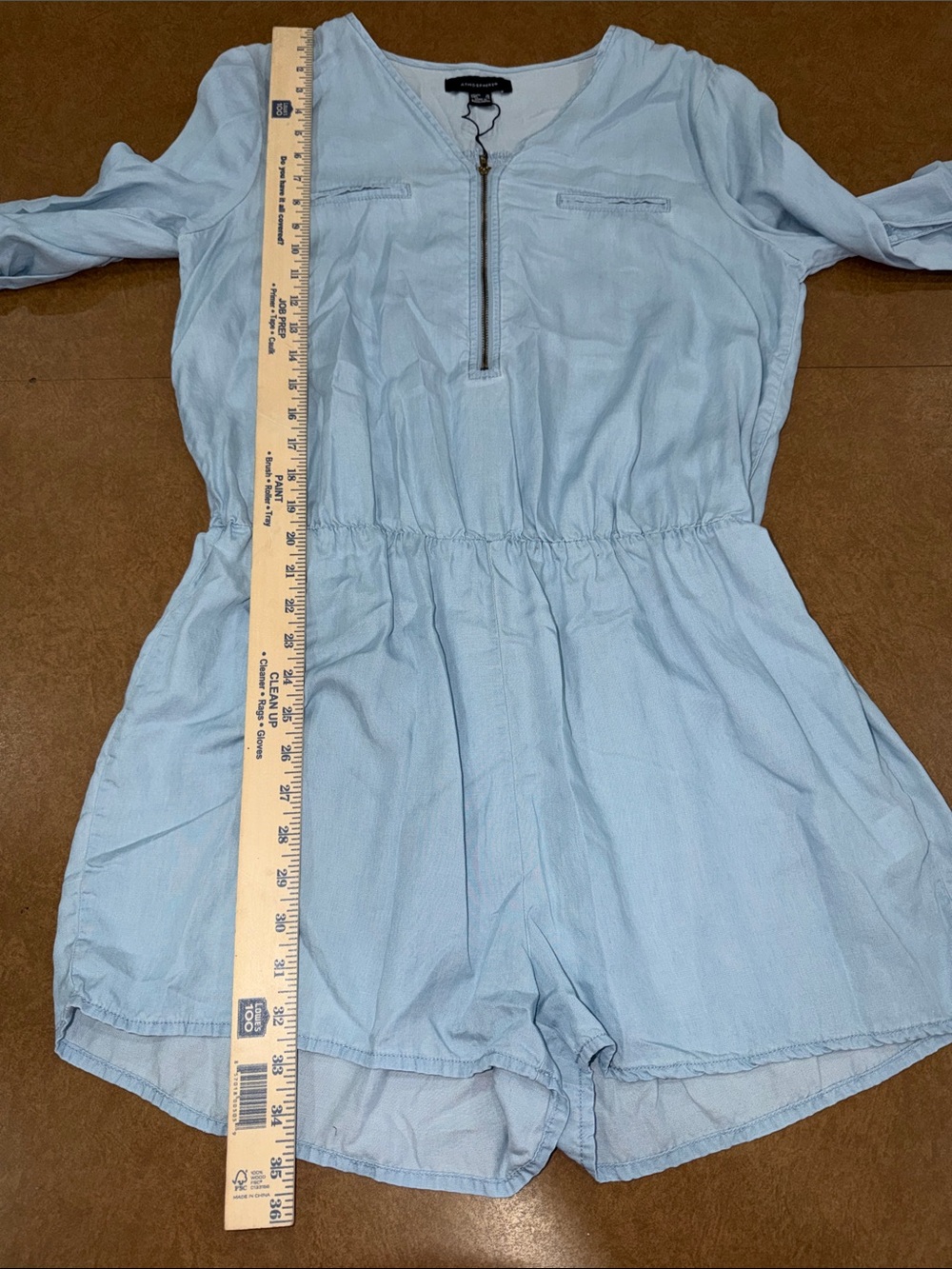 Atmosphere Pale Blue Denim-Look Romper with Front Zip - Picture 6 of 10